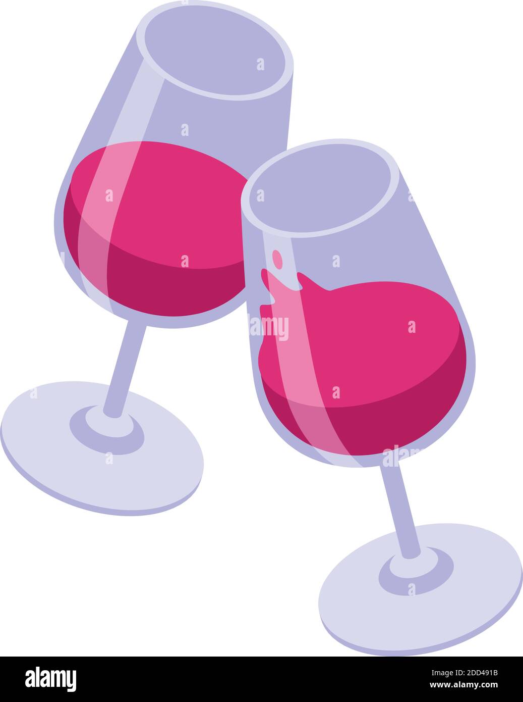 Wine glass cheers icon. Isometric of wine glass cheers vector icon for