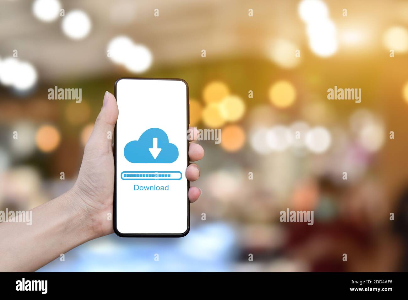 Businessman hand using mobile phone with cloud download form stored ...