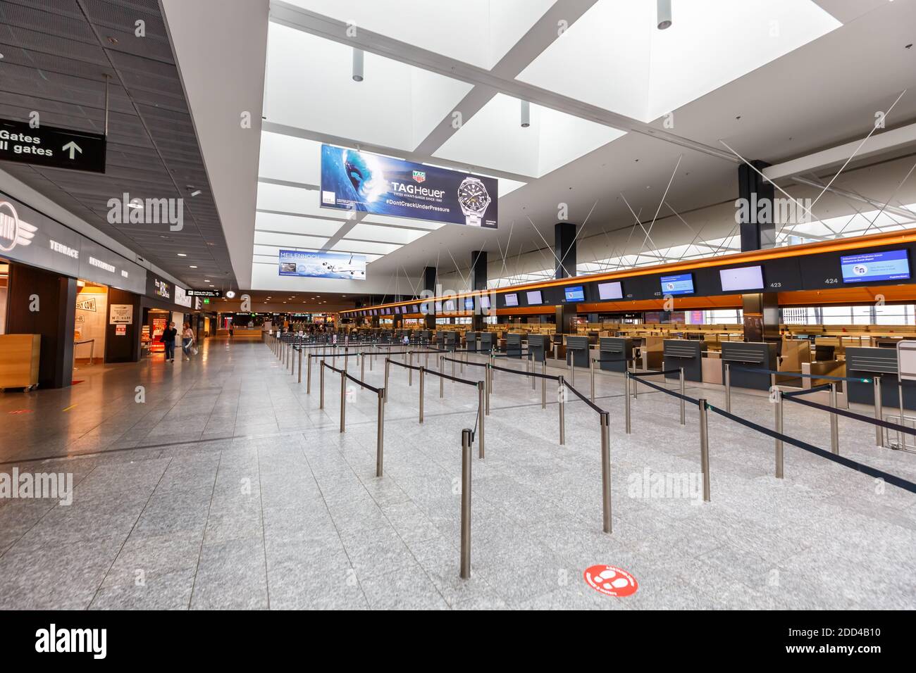 Zurich, Switzerland - September 23, 2020: Terminal Check-in 2 at Zurich Airport in Switzerland. Stock Photo