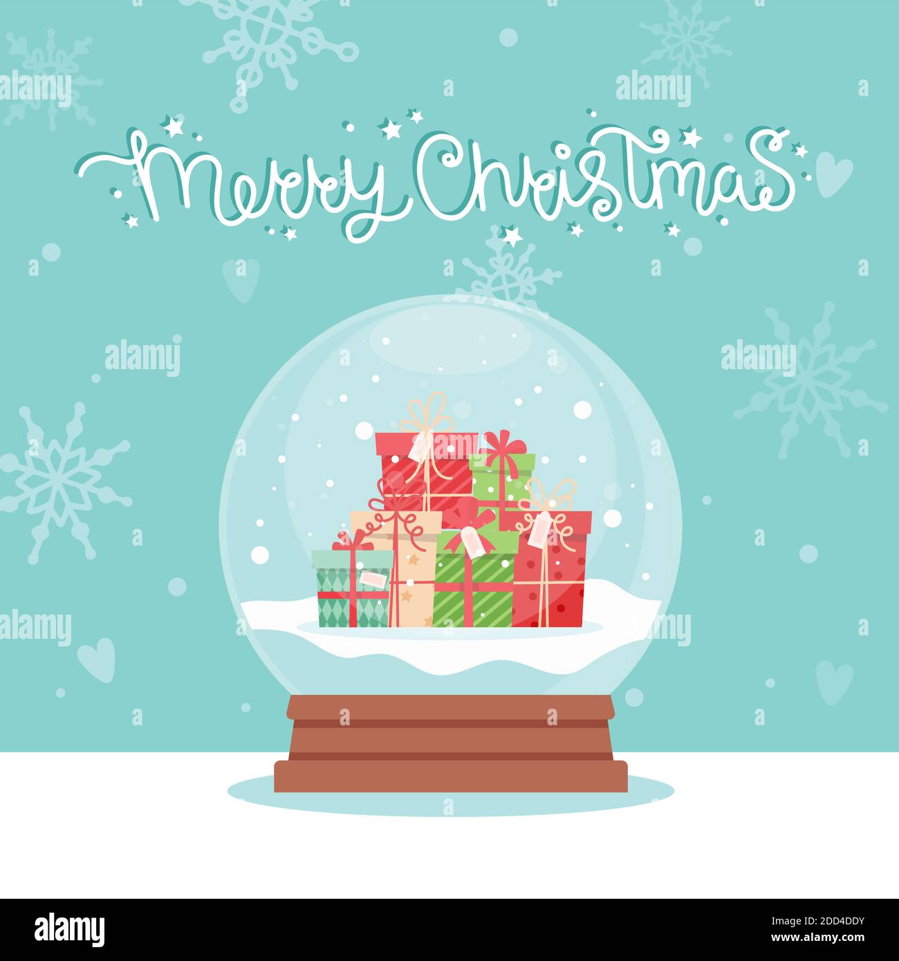 Snow globe with christmas gifts, vector illustration in flat style ...