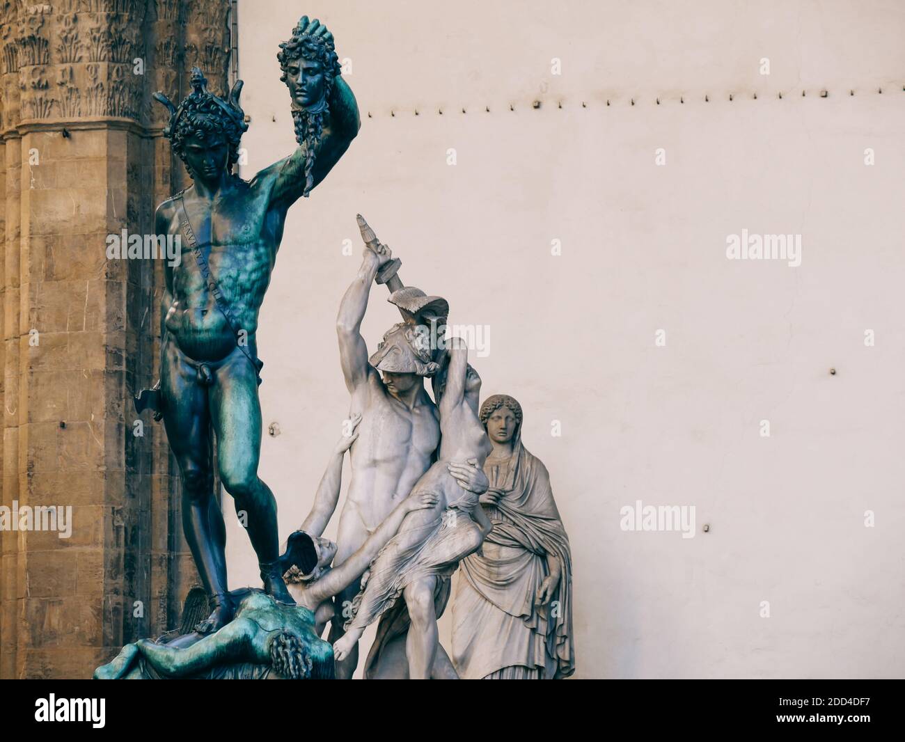 Perseus and the Medusa and other statues in the Loggia dei Lanzi, Piazza della Signoria in Florence. Stock Photo