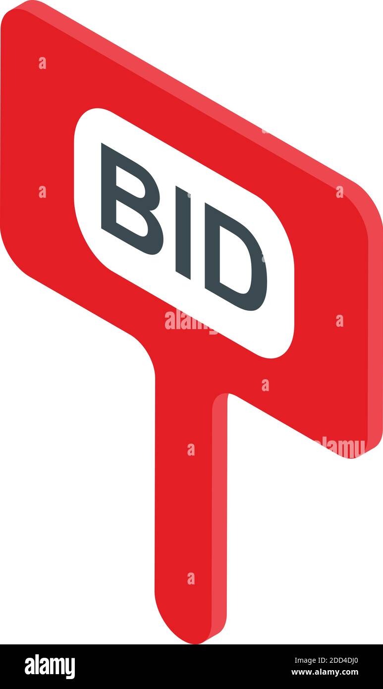 Auction bid board icon. Isometric of auction bid board vector icon for