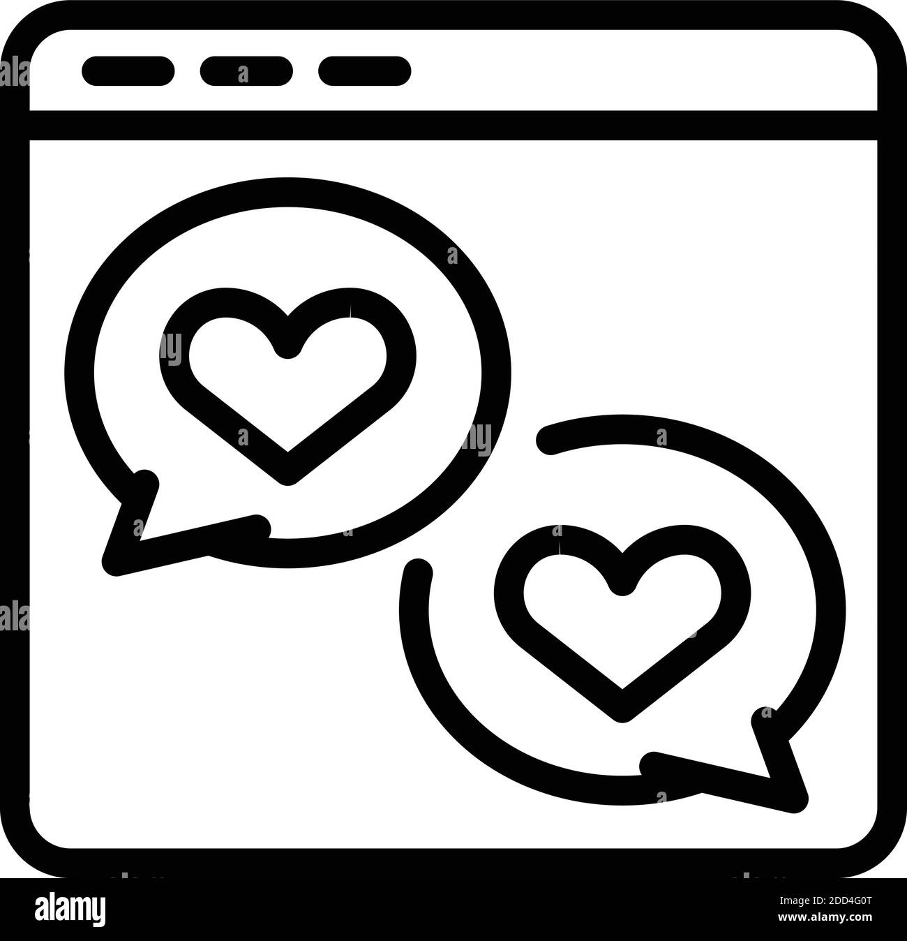 Web love chat icon. Outline web love chat vector icon for web design isolated on white background Stock Vector