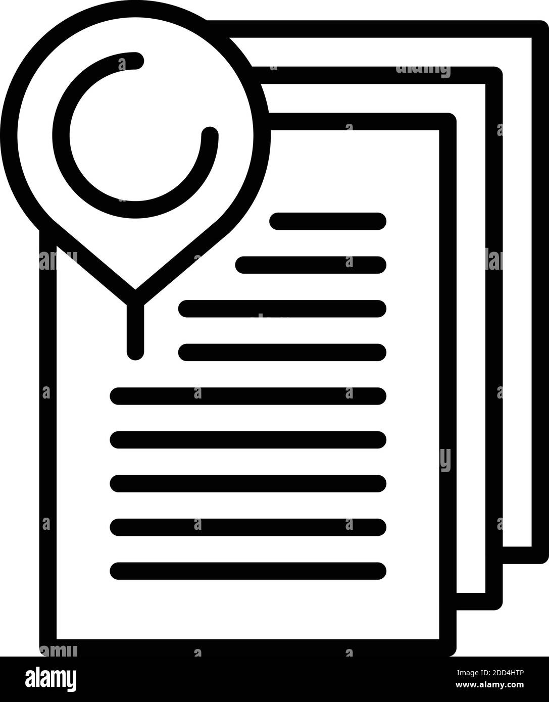 Pin paper report icon. Outline pin paper report vector icon for web ...