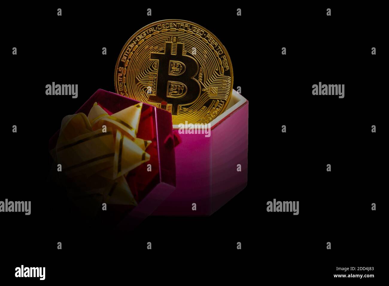 Coin bitcoin in a gift box for a ring or jewelry the concept of crypto  currency the best gift Stock Photo - Alamy