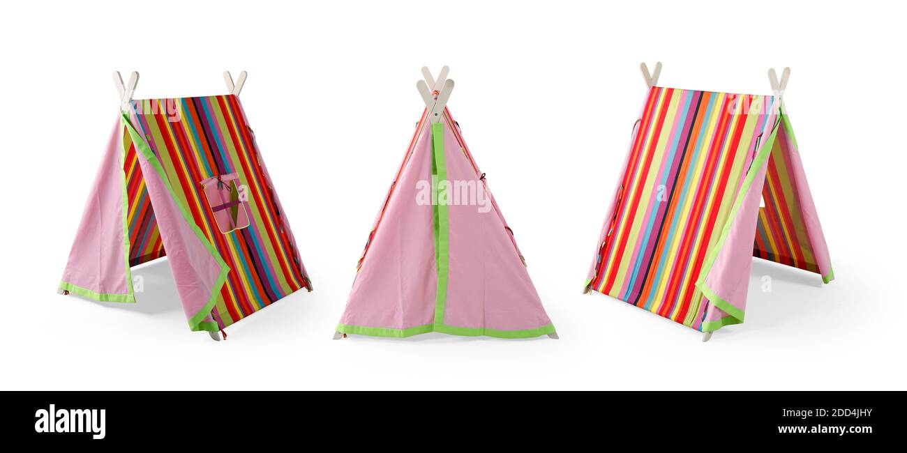 Colorful baby game tent isolated on white background Stock Photo - Alamy