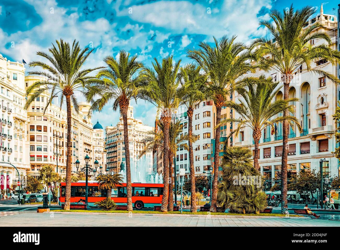 Cityscape of Valencia third size population city in Spain Stock Photo