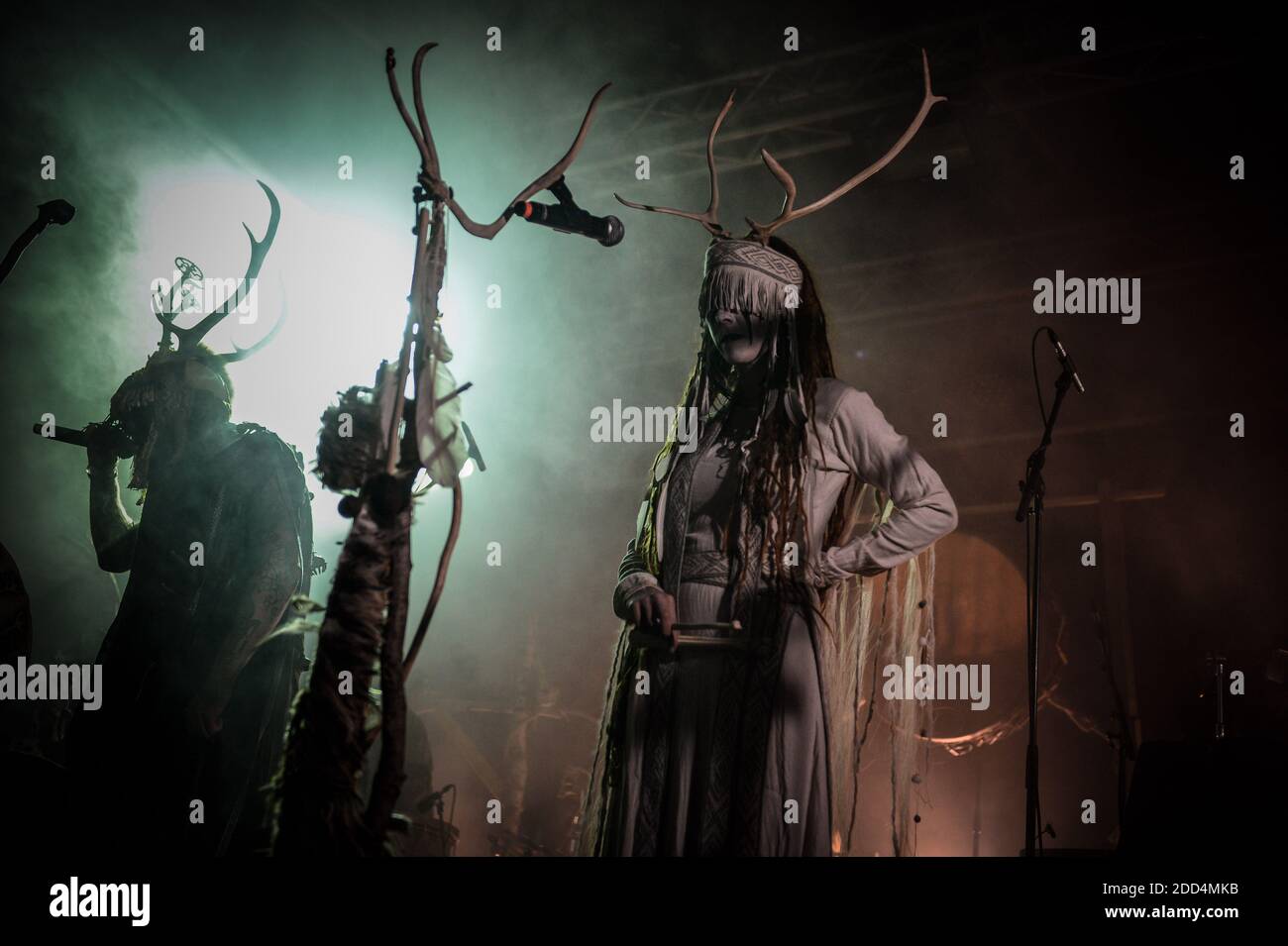 Heilung performing live on stage during Wacken Open Air Festival in Wacken, Germany on August 1, 2018. Photo by Julien Reynaud/APS-Medias/ABACAPRESS.COM Stock Photo