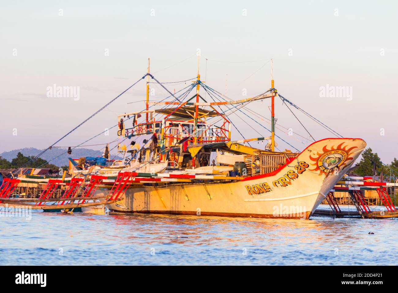 A fishing boat docked at the pier of Pagadian City, Philippines Stock Photo