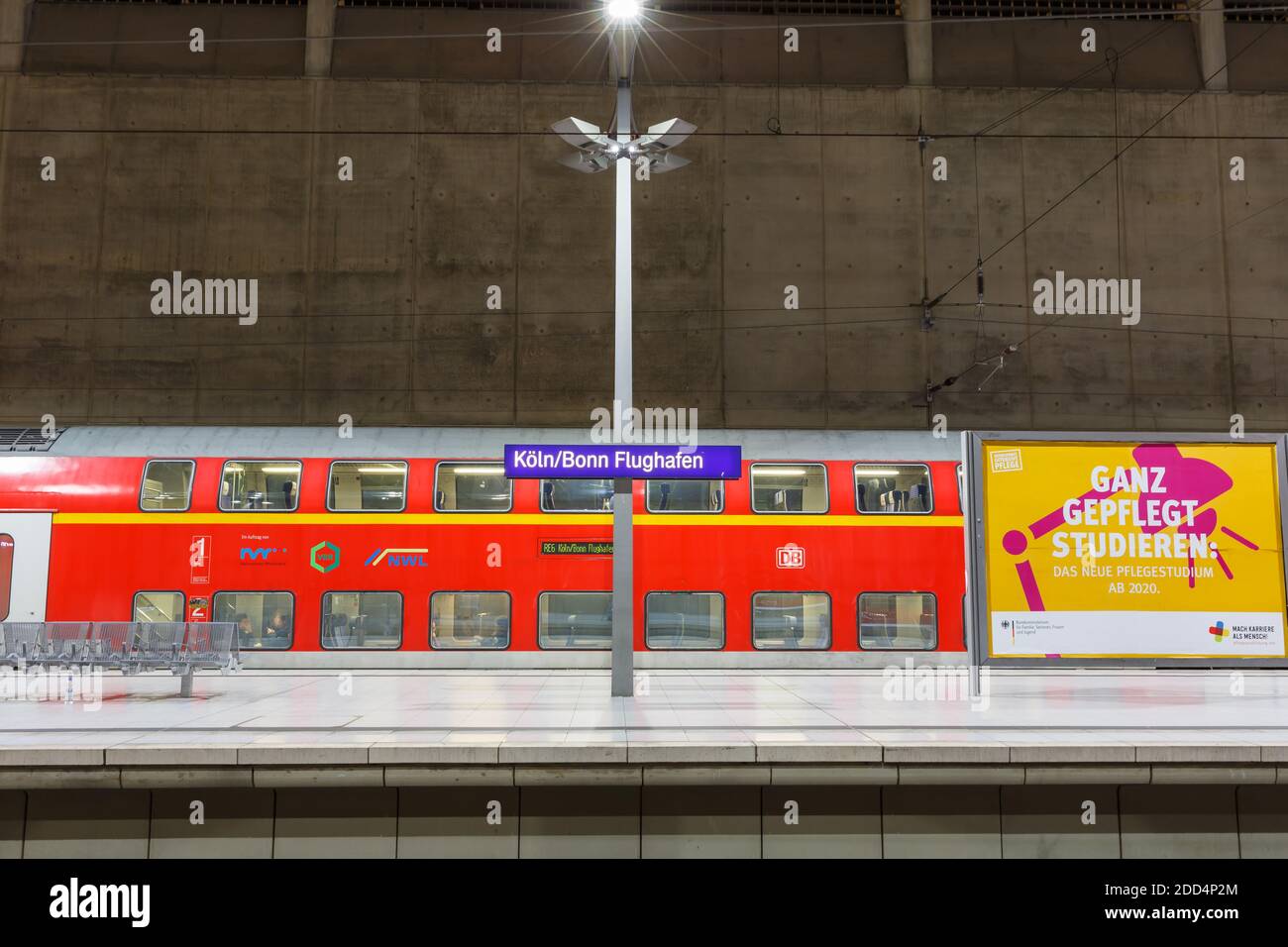 Cologne, Germany - November 2, 2019: Cologne Köln Bonn Airport train railway station in Germany. Stock Photo