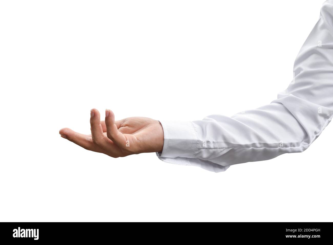 Gesture of Man hand in shirt isolated on white background with clipping ...