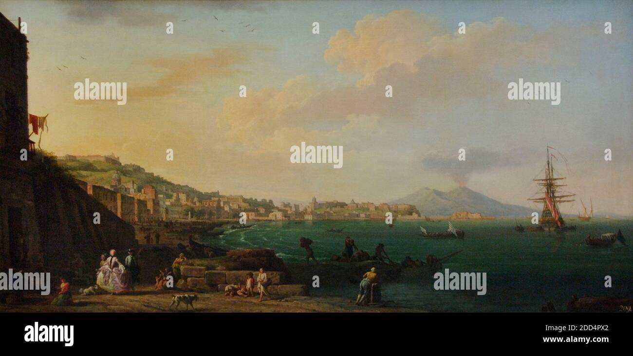 Claude Joseph Vernet (1714-1789). French painter. The Bay of Naples with the Vesuve, ca. 1748 (99 x 197 cm). Louvre Museum. Paris. France. Stock Photo