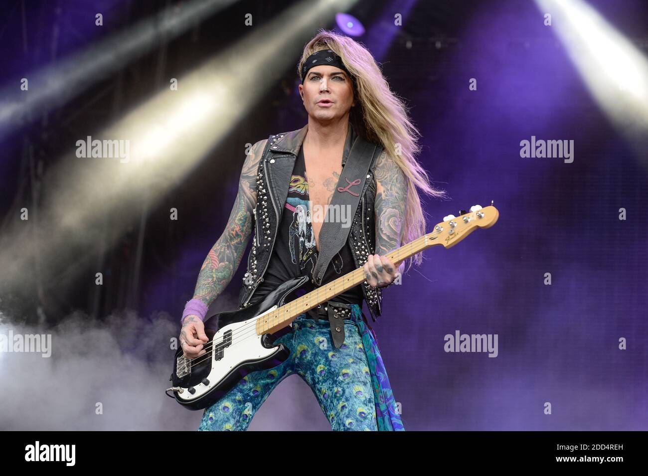 Steel Panther performing live on stage during Wacken Open Air Festival in Wacken, Germany on August 4, 2018. Photo by Julien Reynaud/APS-Medias/ABACAPRESS.COM Stock Photo