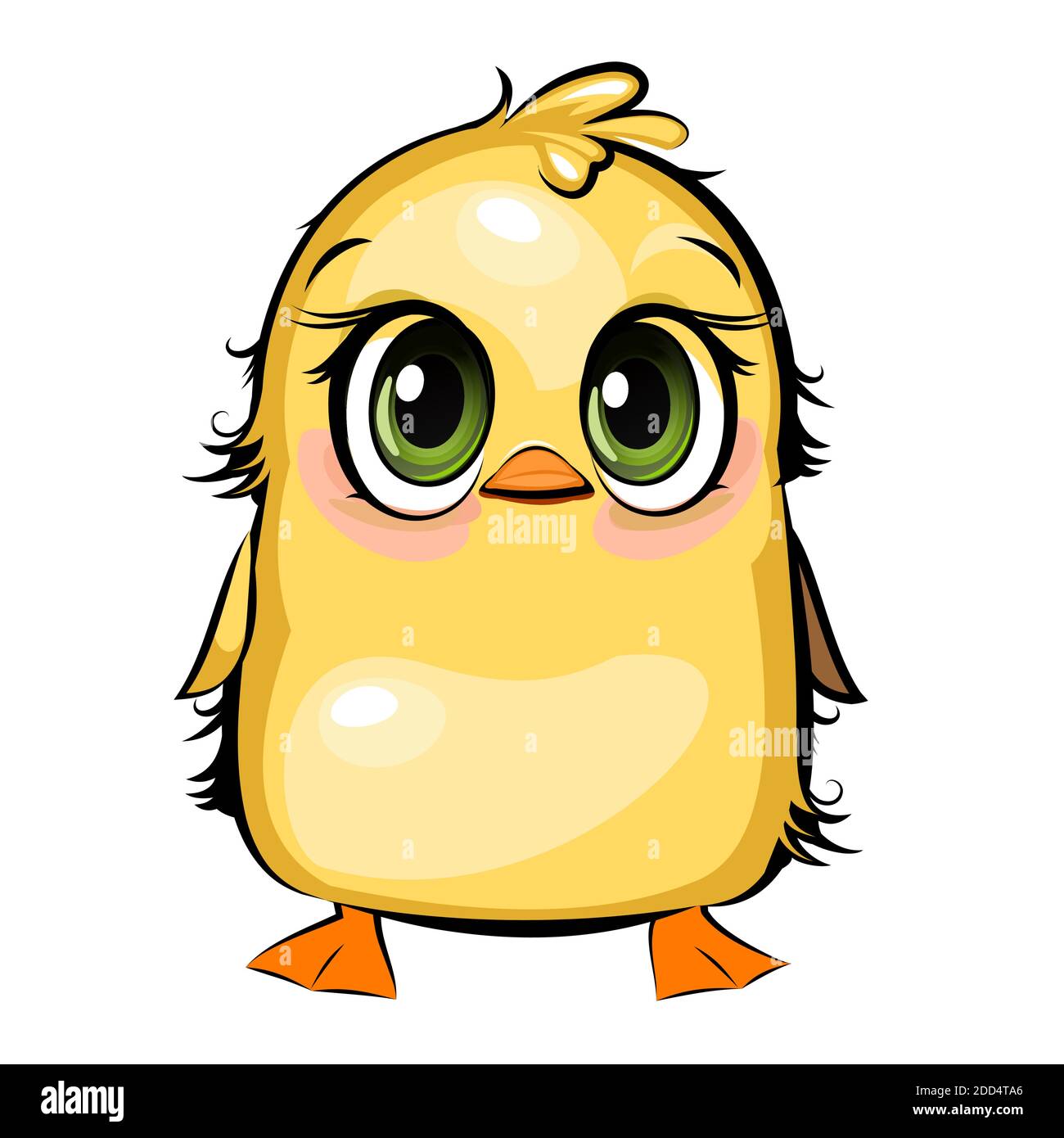 Little duckling. Funny chick. Cute and funny baby bird. The isolated object  on a white background. Illustration. Cartoon style. Vector Stock Vector  Image & Art - Alamy