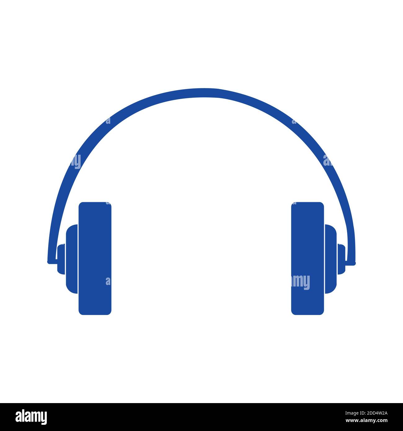 Vector flat blue headphones on white backdrop Stock Vector
