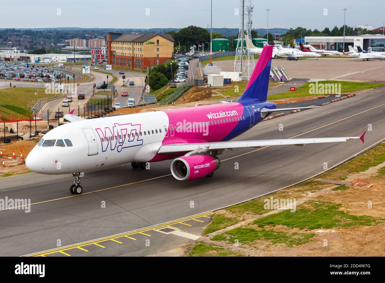 Luton, United Kingdom - July 9, 2019: Wizzair Airbus A320 airplane at London Luton Airport in the United Kingdom. Airbus is a European aircraft manufa Stock Photo