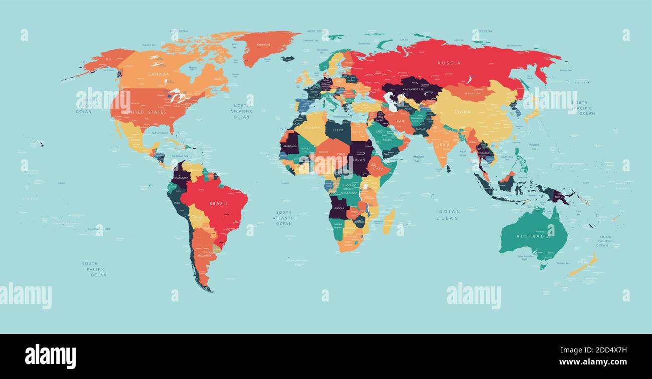 World political vector detailed map Stock Vector Image & Art - Alamy