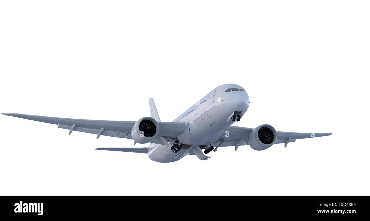 Commercial Jet Plane takes off isolate on white 3D render Stock Photo ...