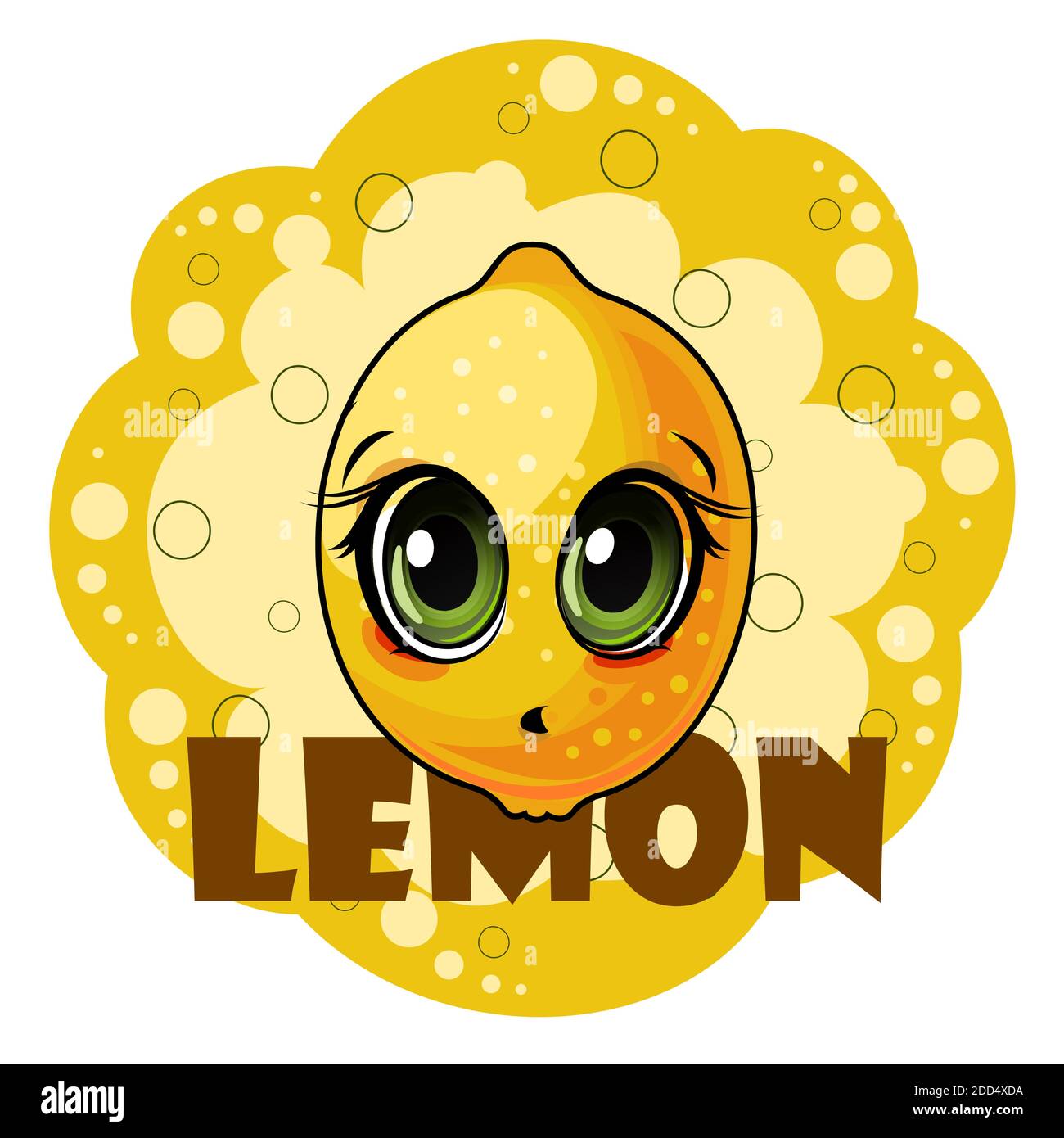 Lemon fruits on an abstract background. Face. Inscription. Isolated ...