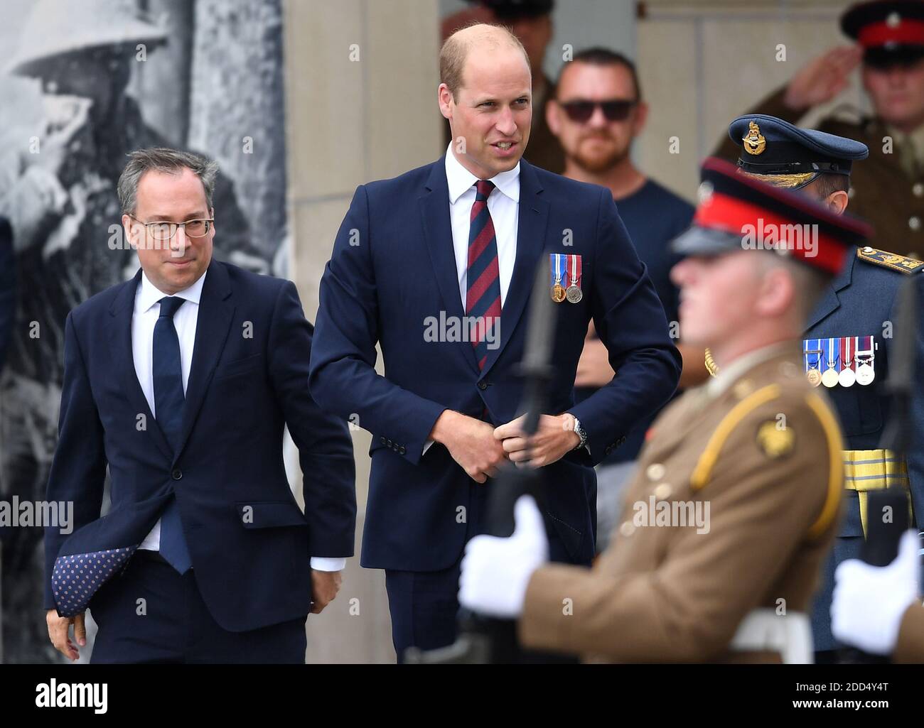 The Duke of Cambridge, Prince William at Amiens Cathedral, France, to attend a service to mark the centenary of the Battle of Amiens and the subsequent 'Hundred Days Offensive' which was a decisive point in the First World War on August 8, 2018. Photo by Christian Liewig/ABACAPRESS.COM Stock Photo