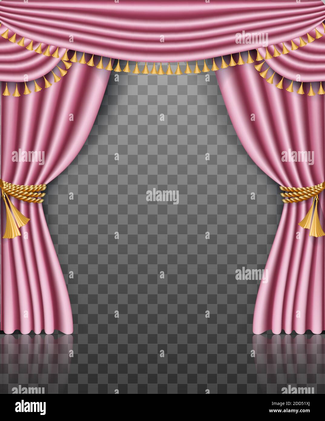 3d realistic vector pink curtains. Illustration on transparent background  Stock Vector Image & Art - Alamy