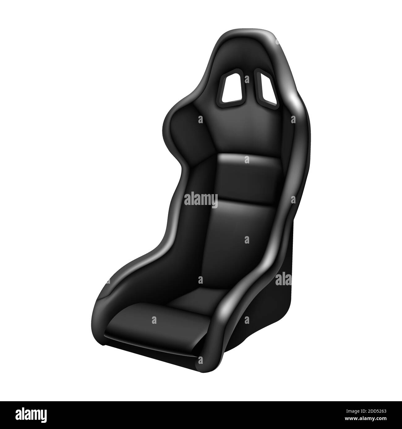 3d realistic vector icon illustration of sport car black leather car seat. Side view. Stock Vector