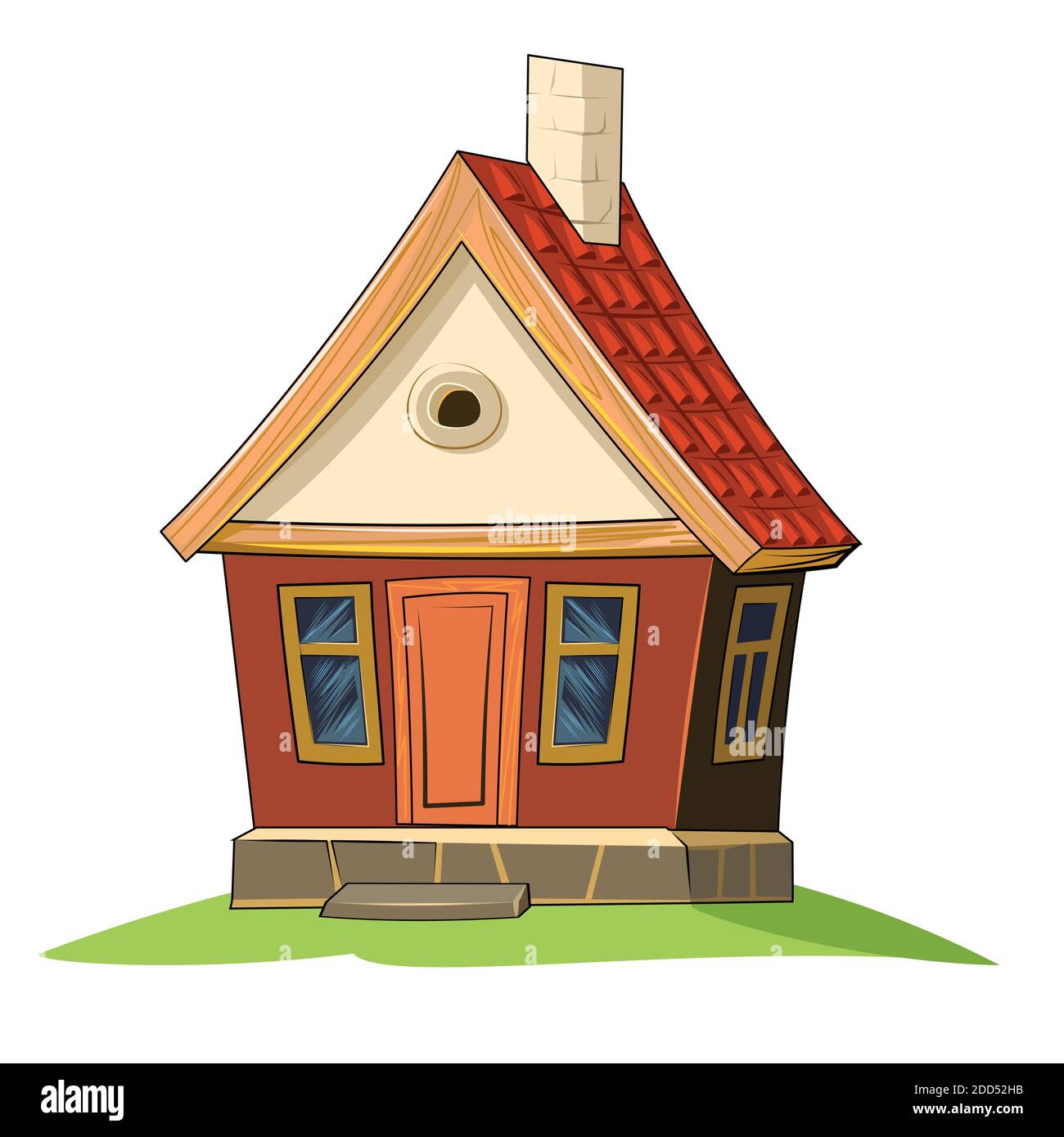 Old village house. Fabulous cartoon object. Cute childish style. Ancient  dwelling. Tiny, small. Isolated on white. Vector Stock Vector Image & Art -  Alamy