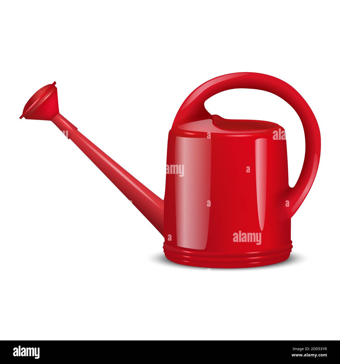 3d realistic vector icon illustration of red watering can for gardening. Isolated on white background. Stock Vector