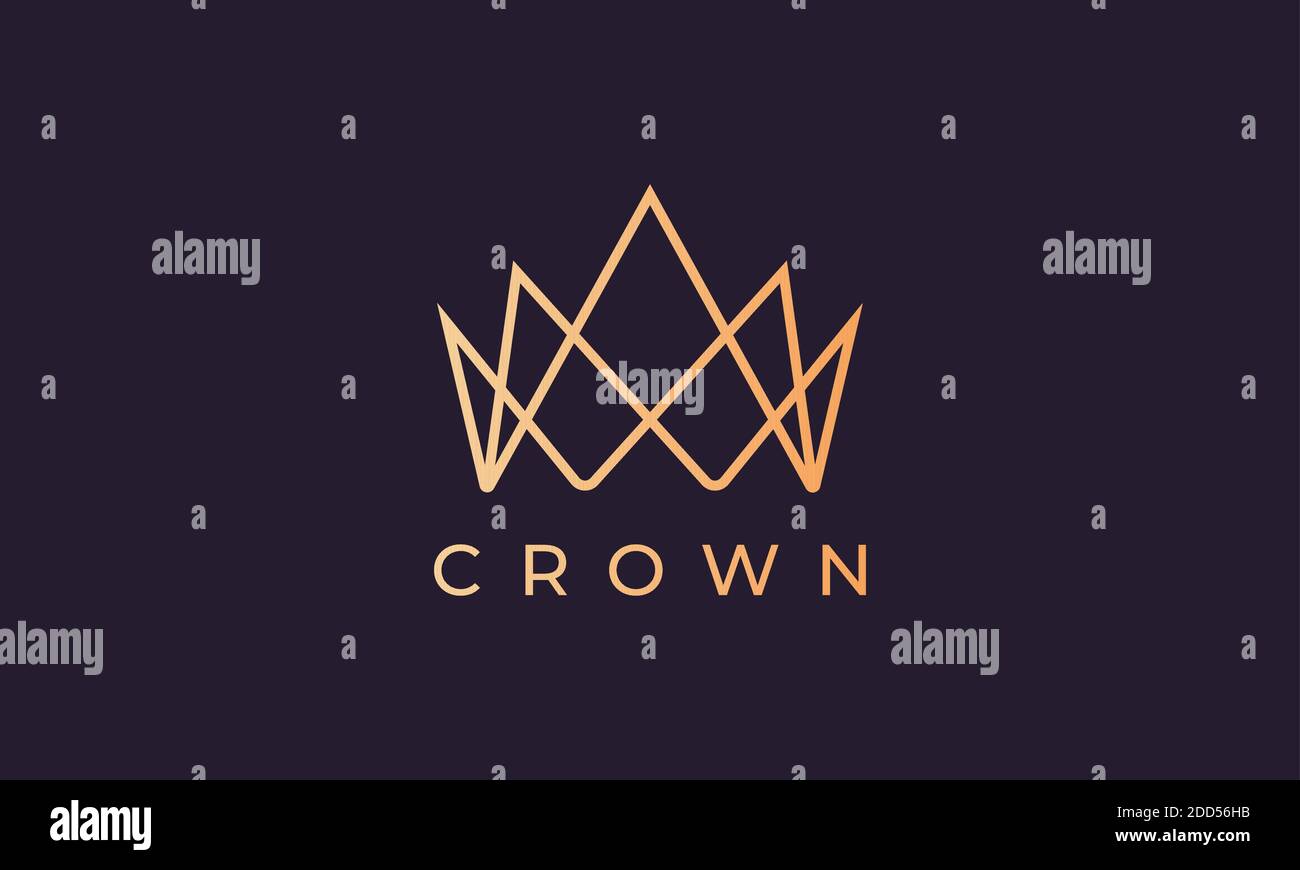 luxury gold kingdom crown logo represents king or queen with simple and