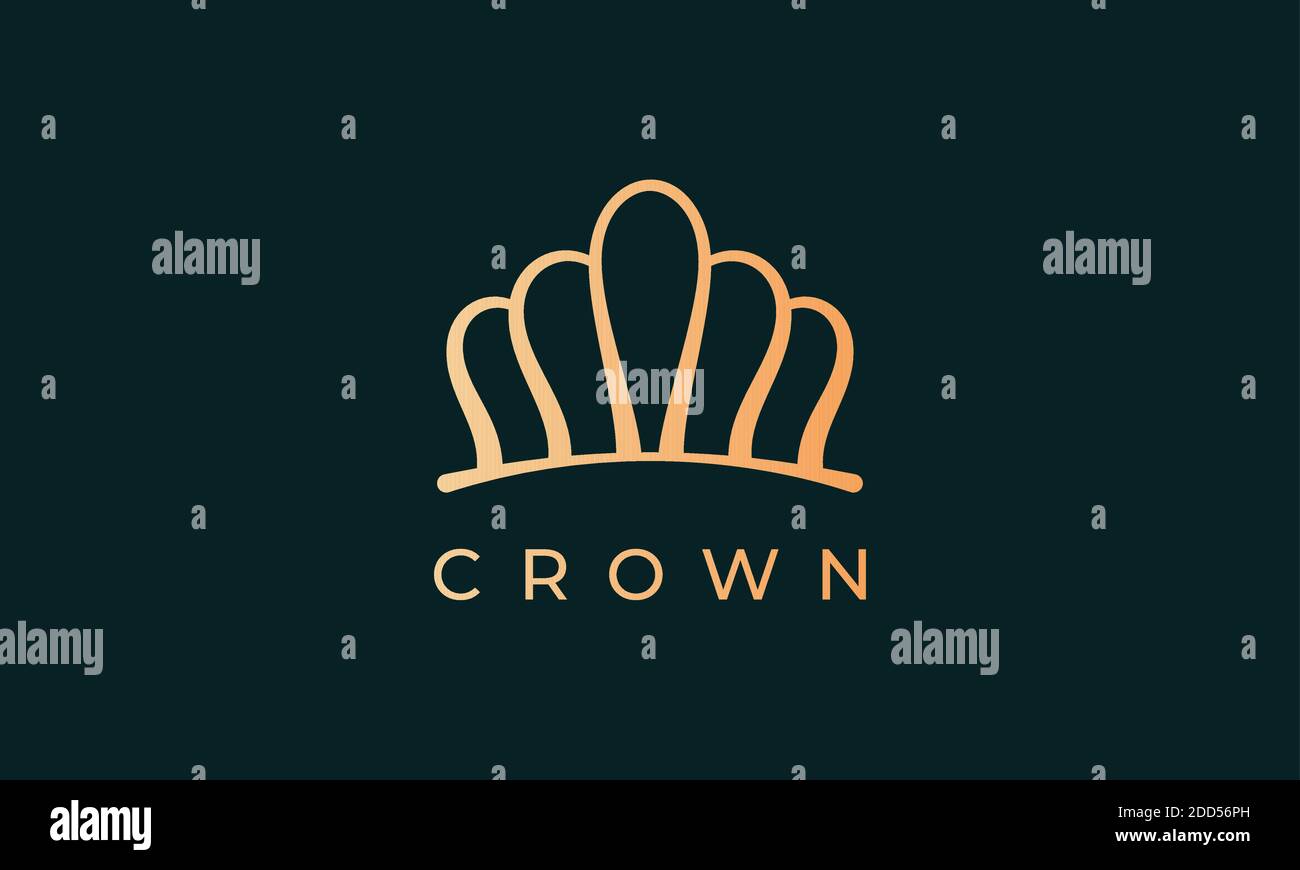 luxury gold kingdom crown logo represents king or queen with simple and ...