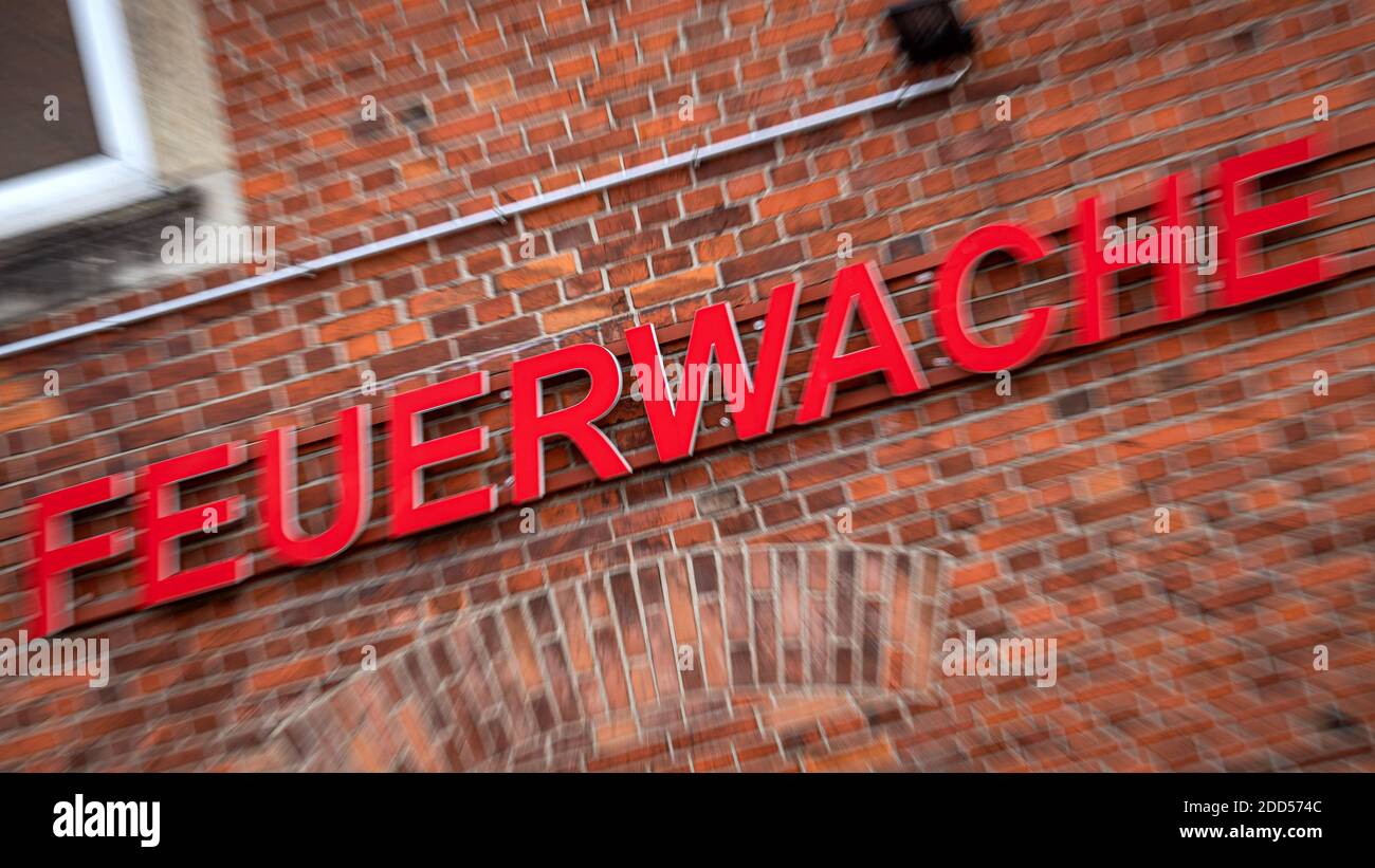 Bremen, Germany. 24th Nov, 2020. The lettering 'Feuerwache'. According to its own statements, the Bremen interior authority is investigating serious accusations against officers of the Bremen professional fire department for racist and sexist incidents. Credit: Sina Schuldt/dpa/Alamy Live News Stock Photo