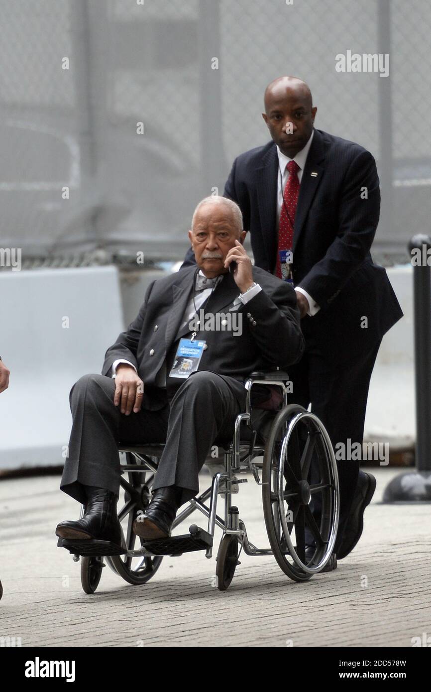 New York, USA. 15th May, 2014. Former New York City Mayor David Dinkins arrives to attned the dedication ceremony at the National September 11 Memorial Museum in New York, NY, on May 15, 2014. (Photo by Anthony Behar/Sipa USA) Credit: Sipa USA/Alamy Live News Stock Photo