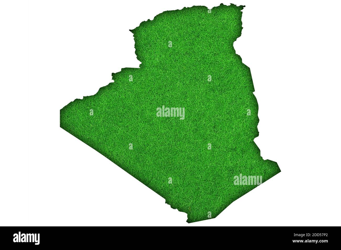 Map of Algeria on green felt Stock Photo - Alamy
