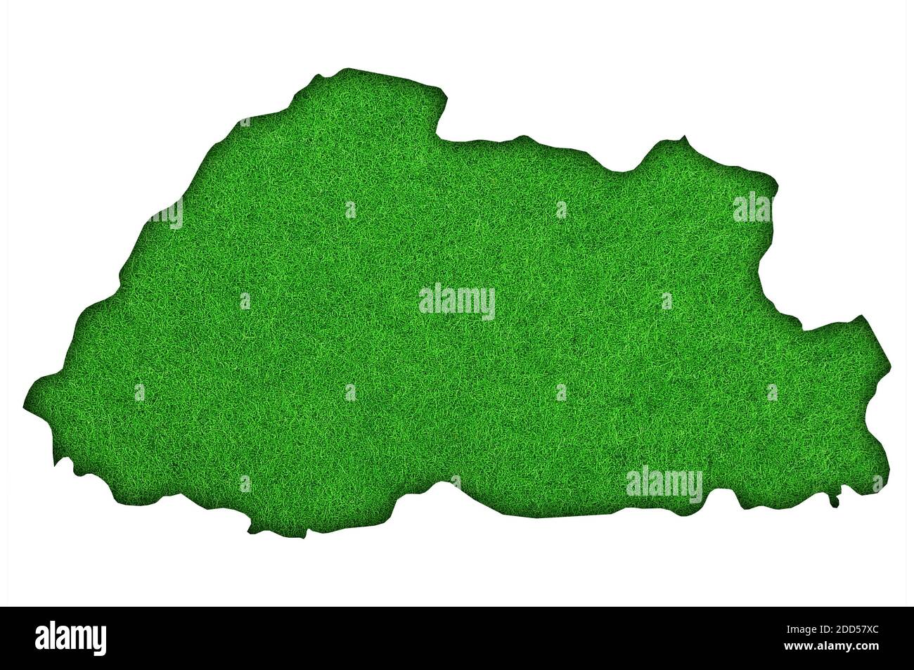 Map of Bhutan on green felt Stock Photo - Alamy