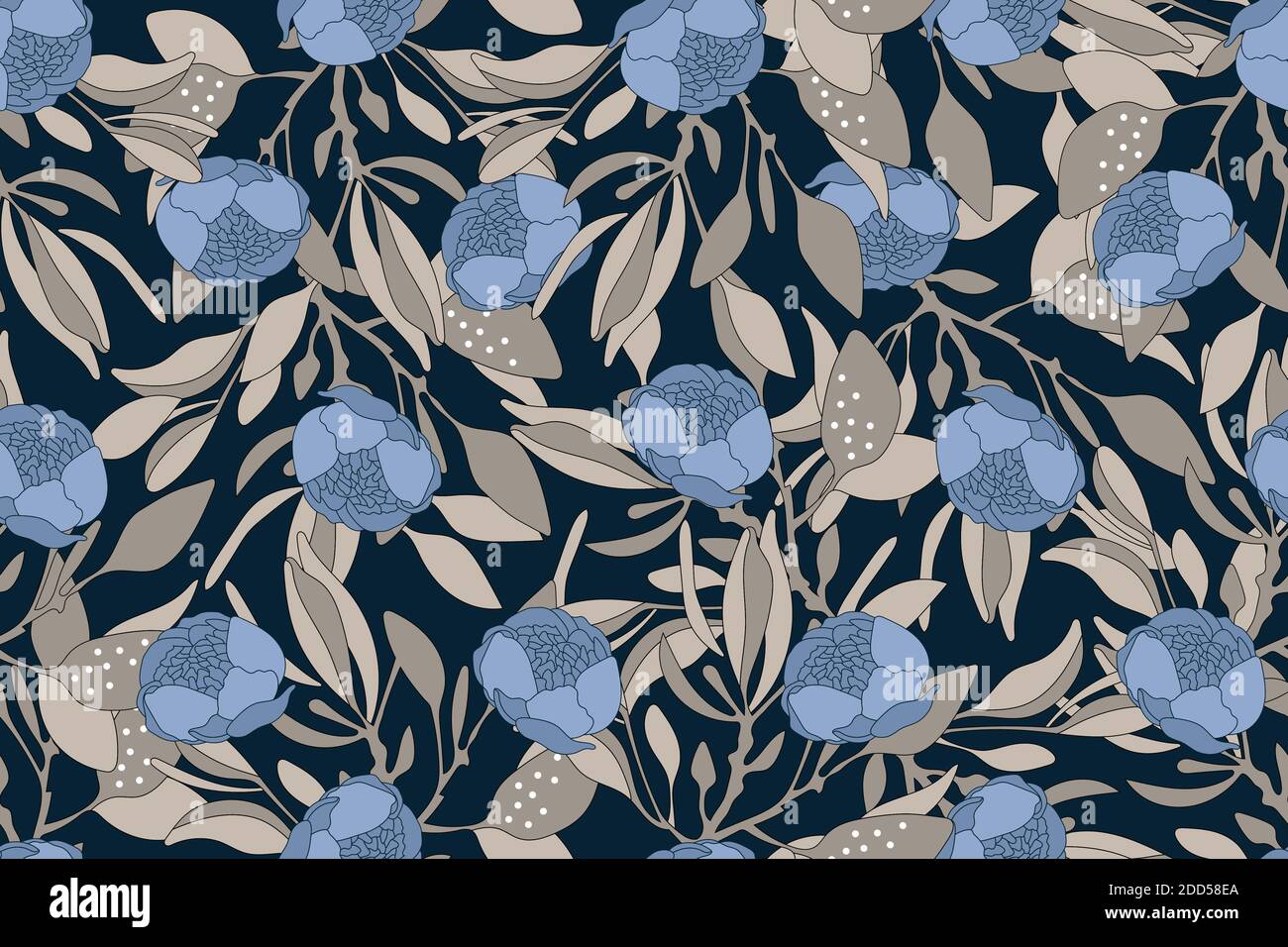 Vector floral seamless pattern. Gentle flower background. Stock Vector