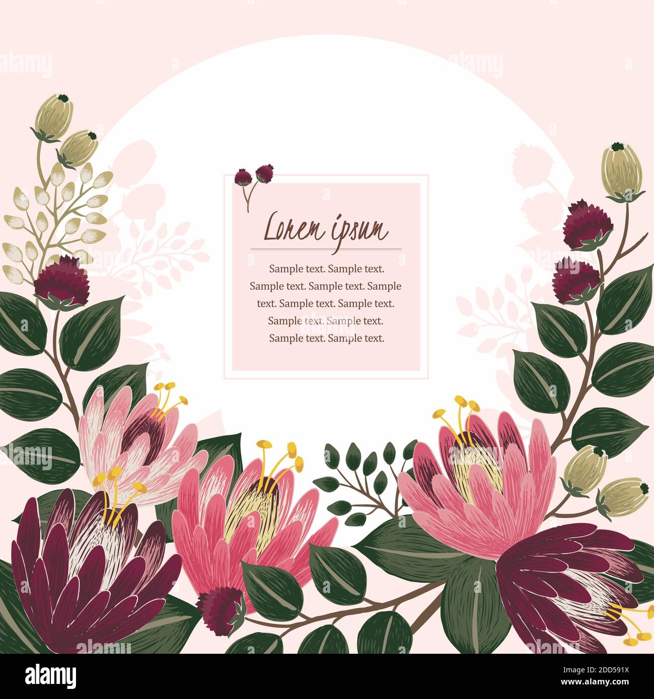 Vector illustration of a floral frame in spring. Design for Wedding ...