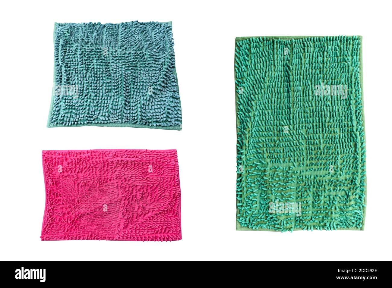 Three bath mat isolated on white background. Object with clipping path Stock Photo