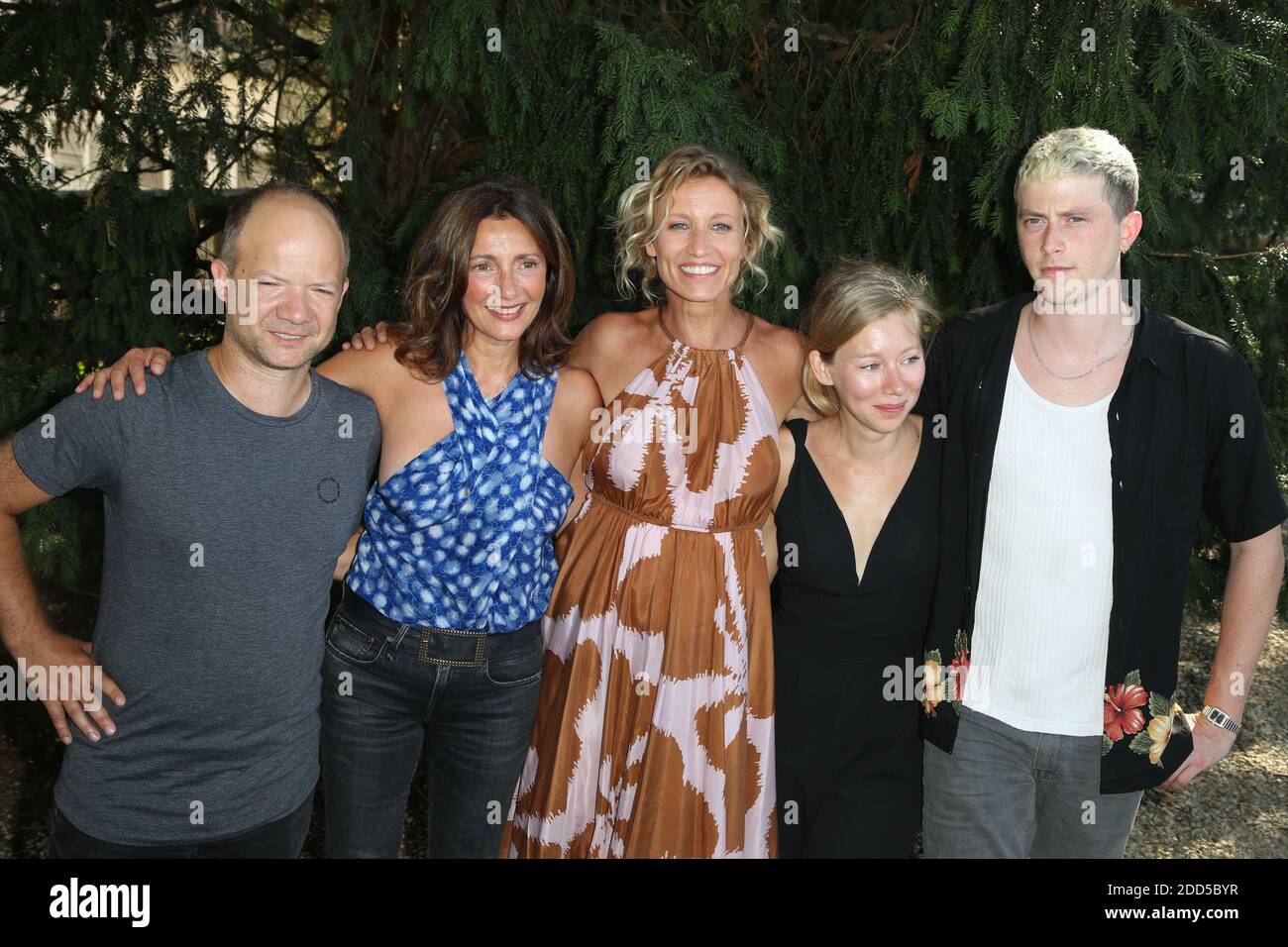 Mathieu Sapin, Valerie Karsenti, Alexandra Lamy, Finnegan Oldfield and  Guest seen at the Le Poulain photocall as part of the 11th Angouleme Film  Festival in Angouleme, France on August 22, 2018. Photo