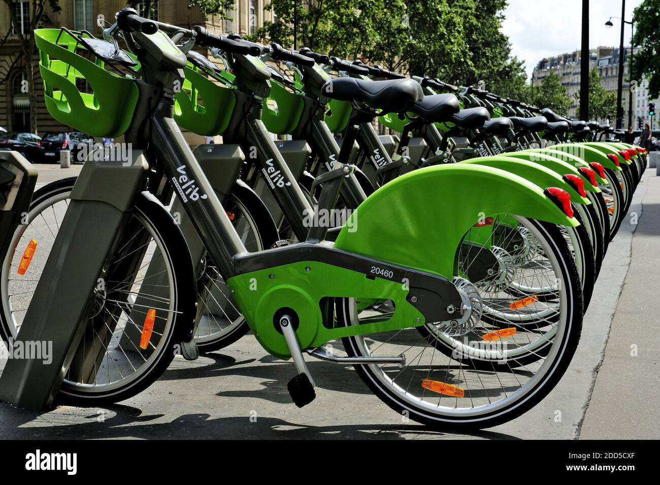 New generation of self-service public bicycle rental "Velib" Metropole are  lined up in Velib stationin the streets of Paris, operated by  Franco-Spanish consortium Smovengo has committed to deliver 814 stations in  Paris,