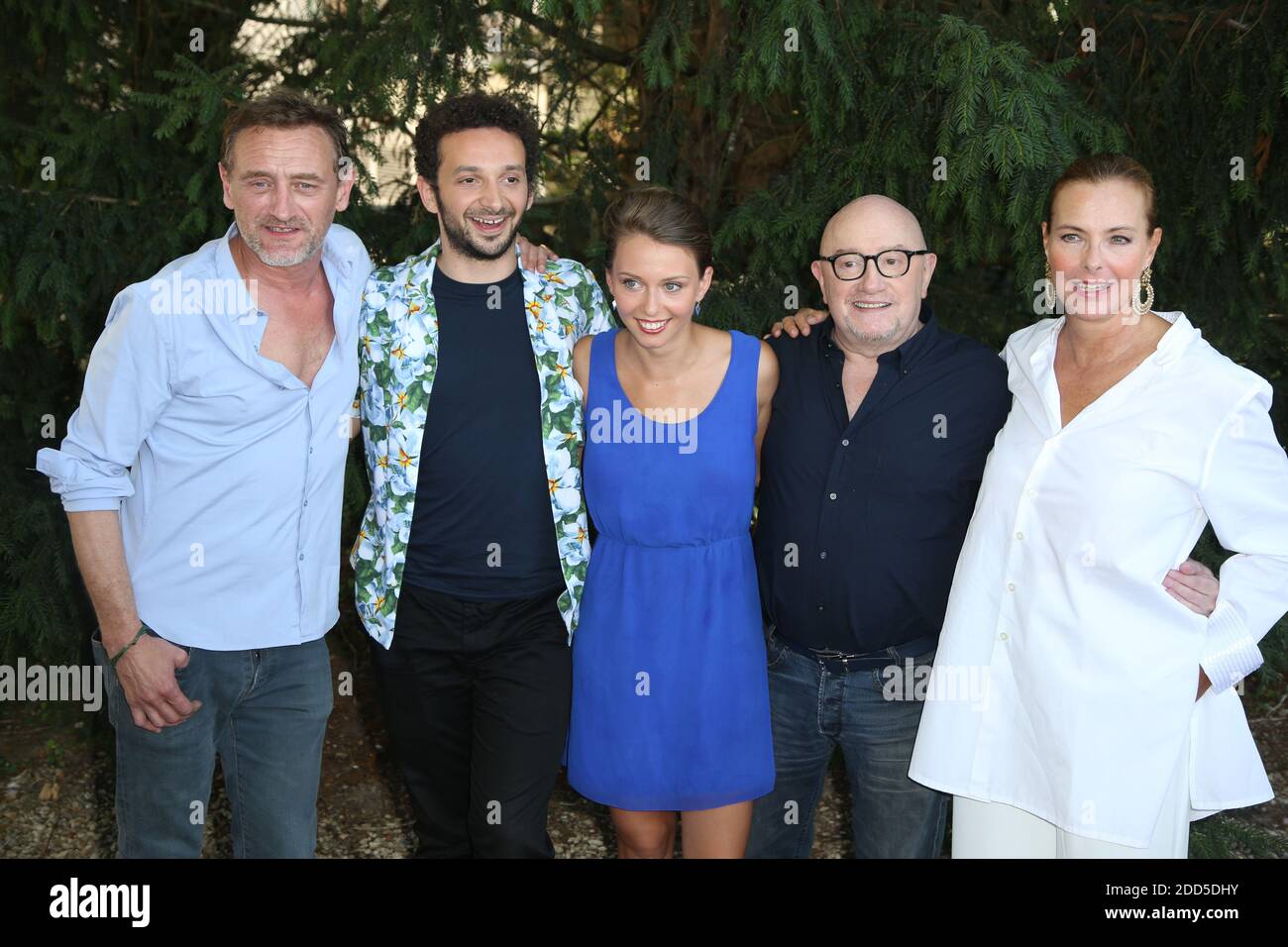 Jean-Paul Rouve, William Lebghil, Jeanne Guittet, Michel Blanc and Carole  Bouquet seen at the Voyez Comme On Danse photocall as part of the 11th  Angouleme Film Festival in Angouleme, France on August