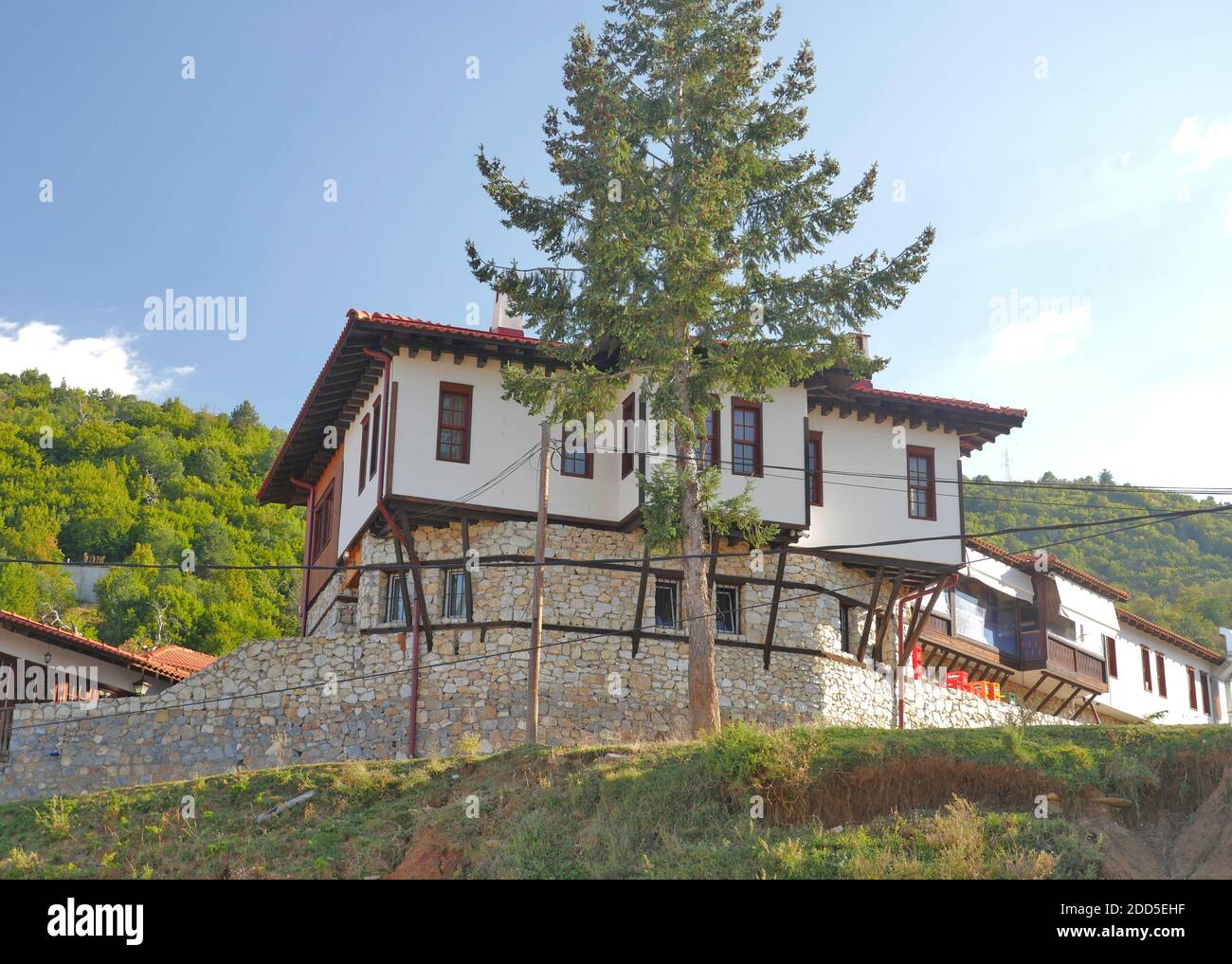 old Macedonian village, traditional architecture building landscape Stock Photo Alamy