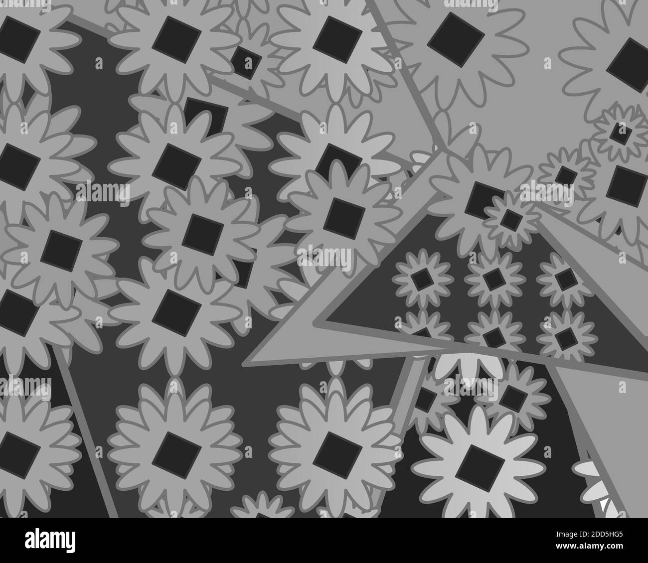 Black and white Abstract Flowers on Seamless Pattern Stock Photo - Alamy