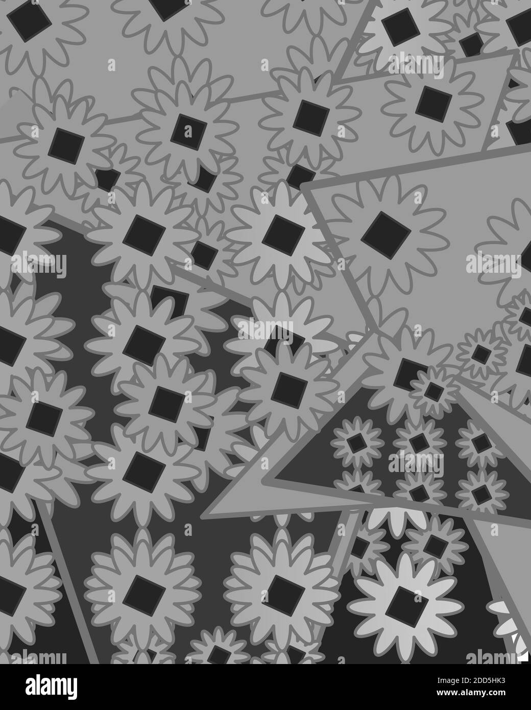 Black and white Abstract Flowers on Seamless Pattern Stock Photo - Alamy