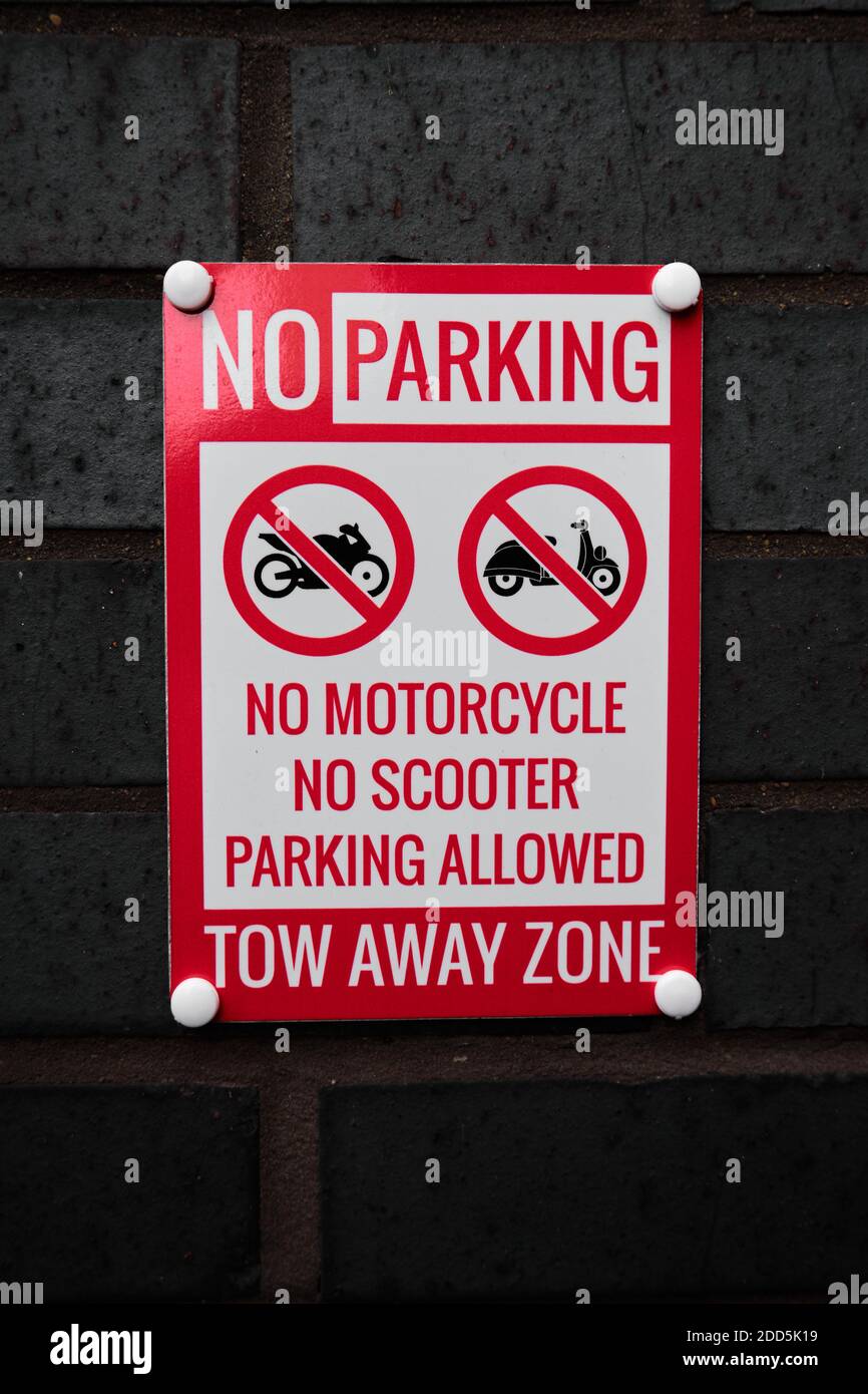 No Parking Sign No Motorcycle No Scooter Parking Allowed Tow Away Zone Stock Photo Alamy No Parking Sign No Motorcycle No Scooter Parking Allowed Tow Away Zone Stock Photo Alamy