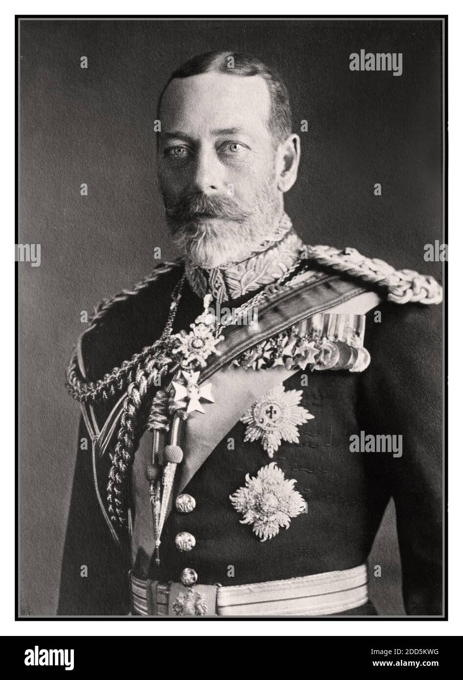 King George V portrait archive 1923 B&W studio posed official portrait George Fifth V George Frederick Ernest Albert, 1865 – 1936. King of the United Kingdom and the British Dominions, and Emperor of India Stock Photo