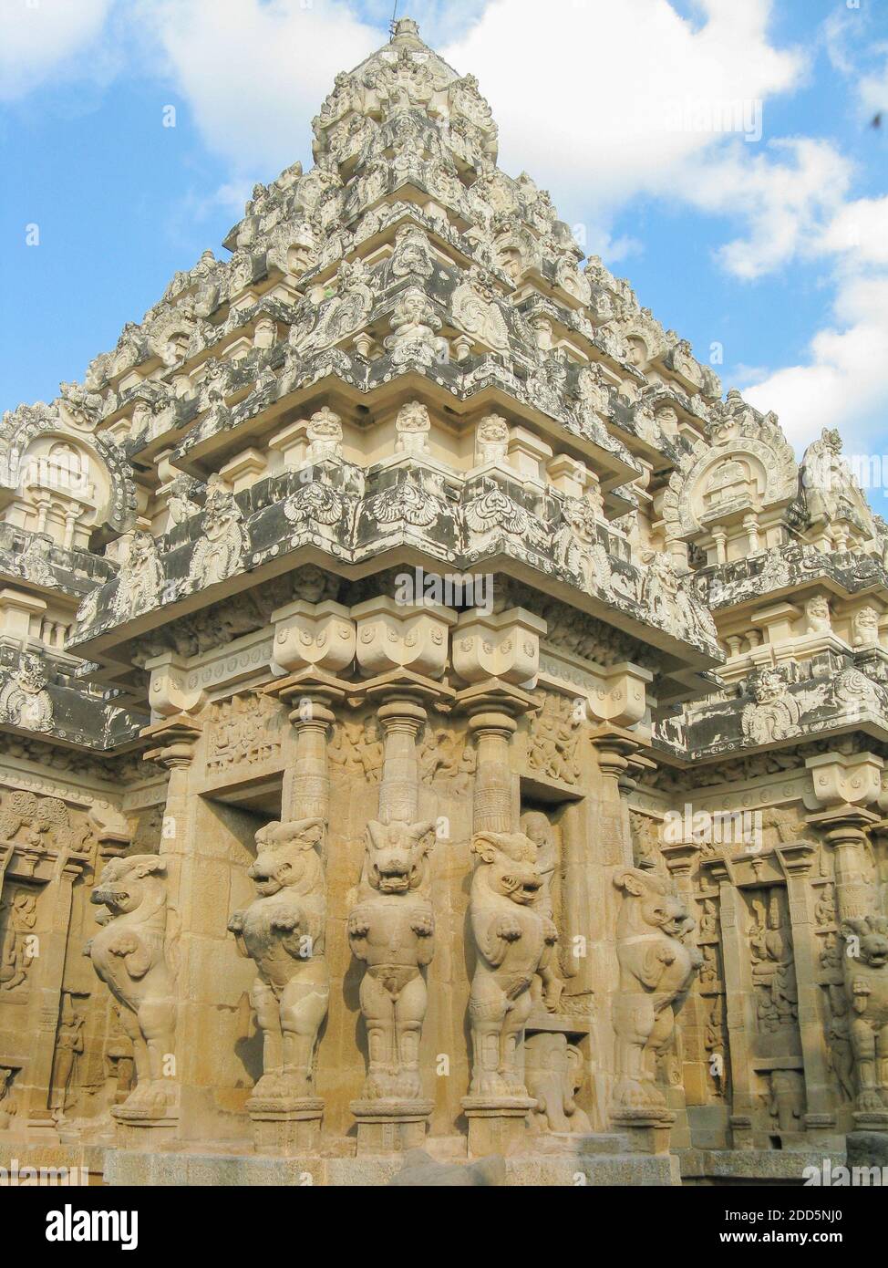 Temple of Hindu Gods in South India at Kanchipuram In Tamil Nadu India clicked on 1 January 2009 Stock Photo