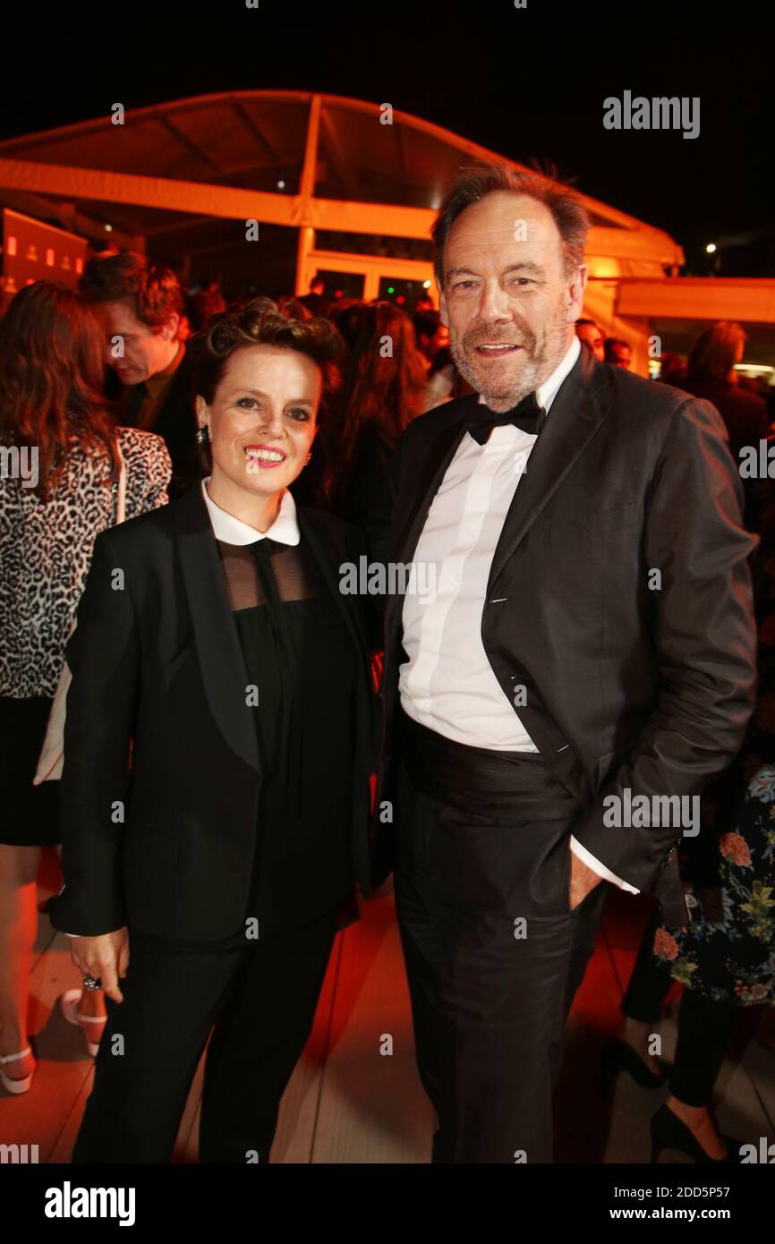 Emmanuelle Gaume et son compagnon Xavier Couture attending Orange Party  held at Plage Majestic during The 71st Annual Cannes Film Festival on May  12, 2018 in Cannes, France. Photo by Jerome Domine/ABACAPRESS.COM