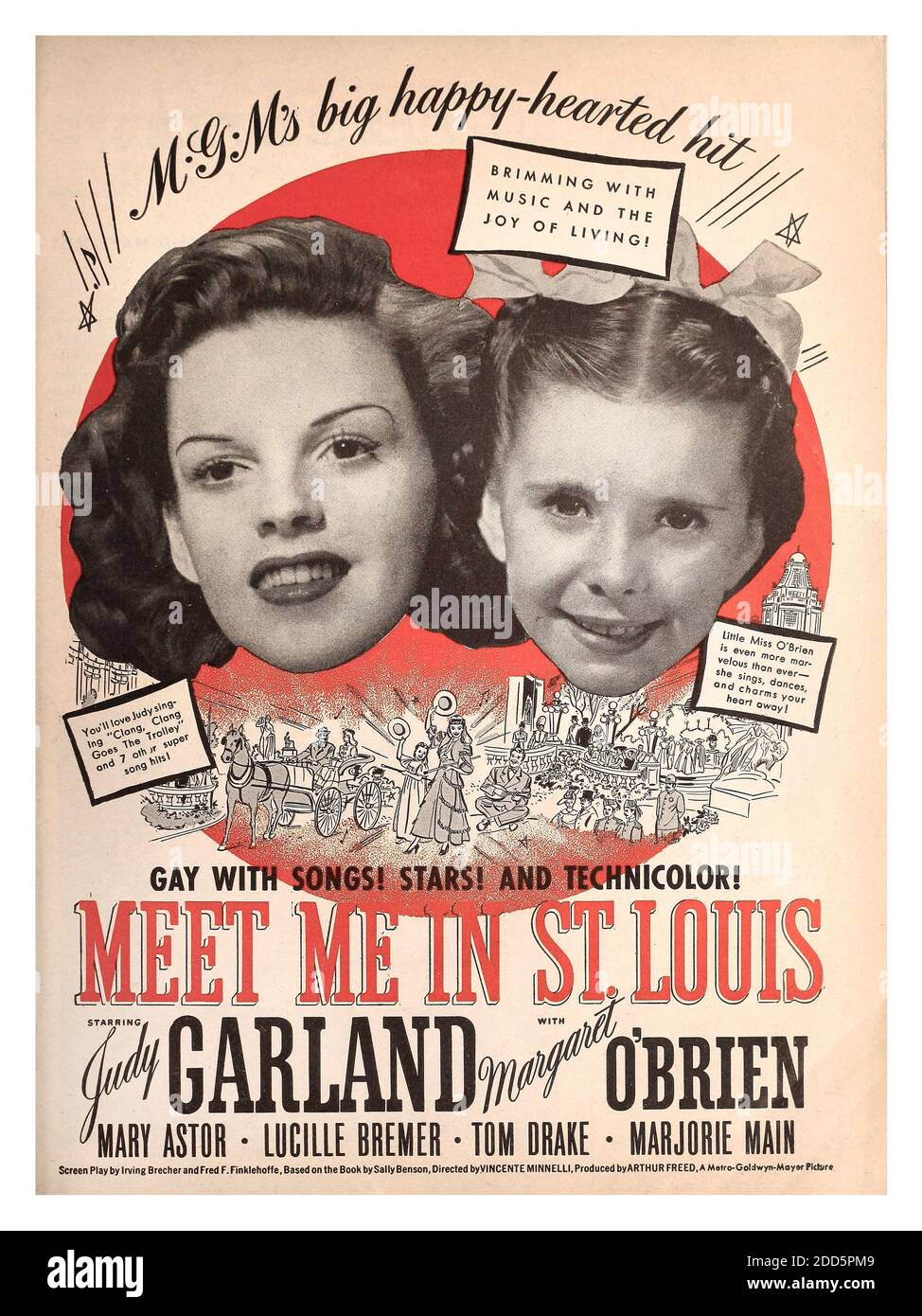 1940's Vintage Film Movie poster 'MEET ME IN ST.LOUIS' starring Judy Garland and Margaret O'Brien in 'Meet Me in St. Louis' 1944. also appearing Mary Astor, Lucille Bremer, Tom Drake, Marjorie Main, Directed by Vincente Minnelli an MGM Picture Stock Photo