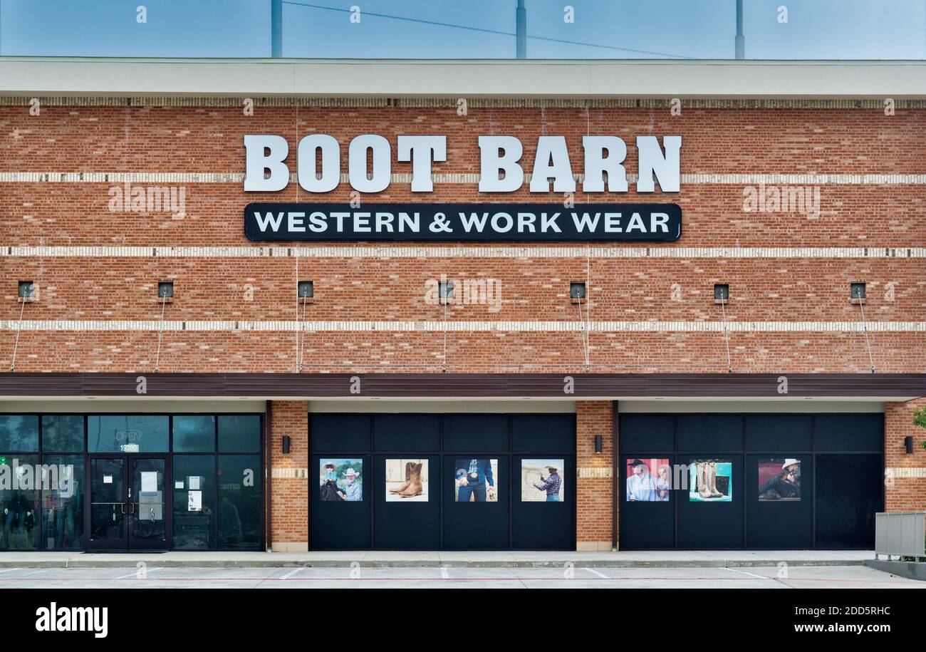 Houston, Texas USA 11-20-2020: Boot Barn storefront exterior in Houston, TX. US business Selling Country and Western footwear and clothing. Stock Photo