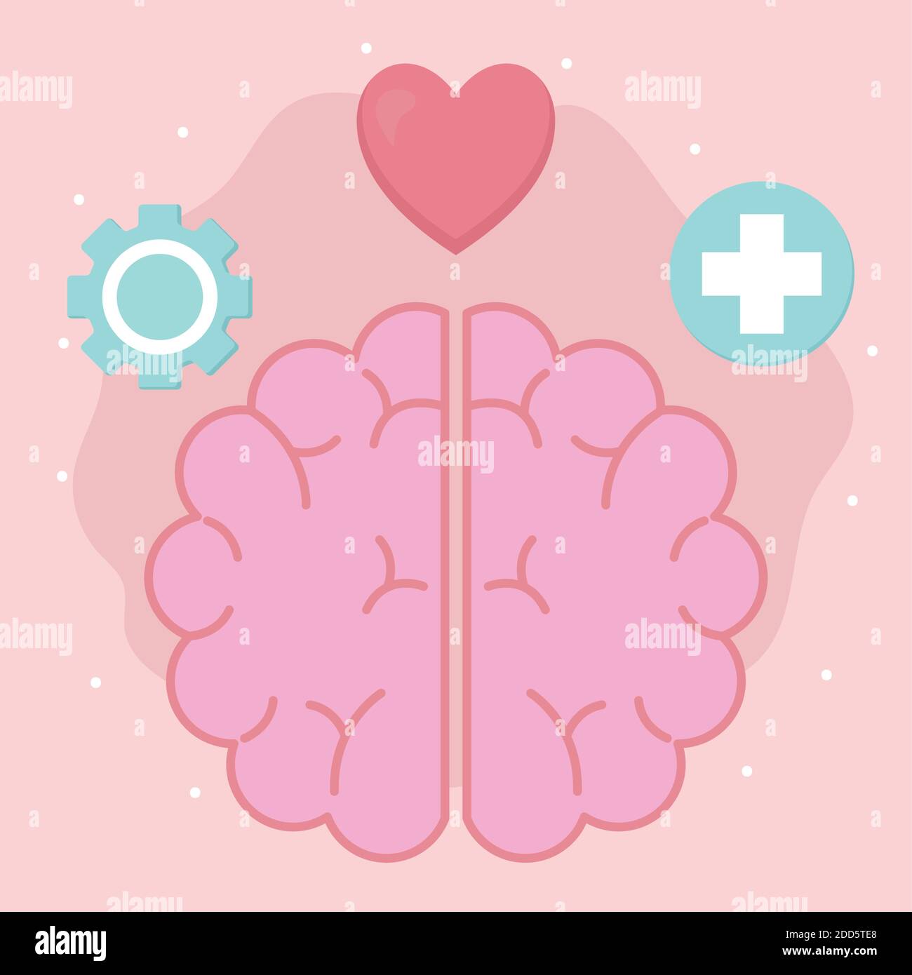 mental health with brain and icon set vector design Stock Vector Image ...